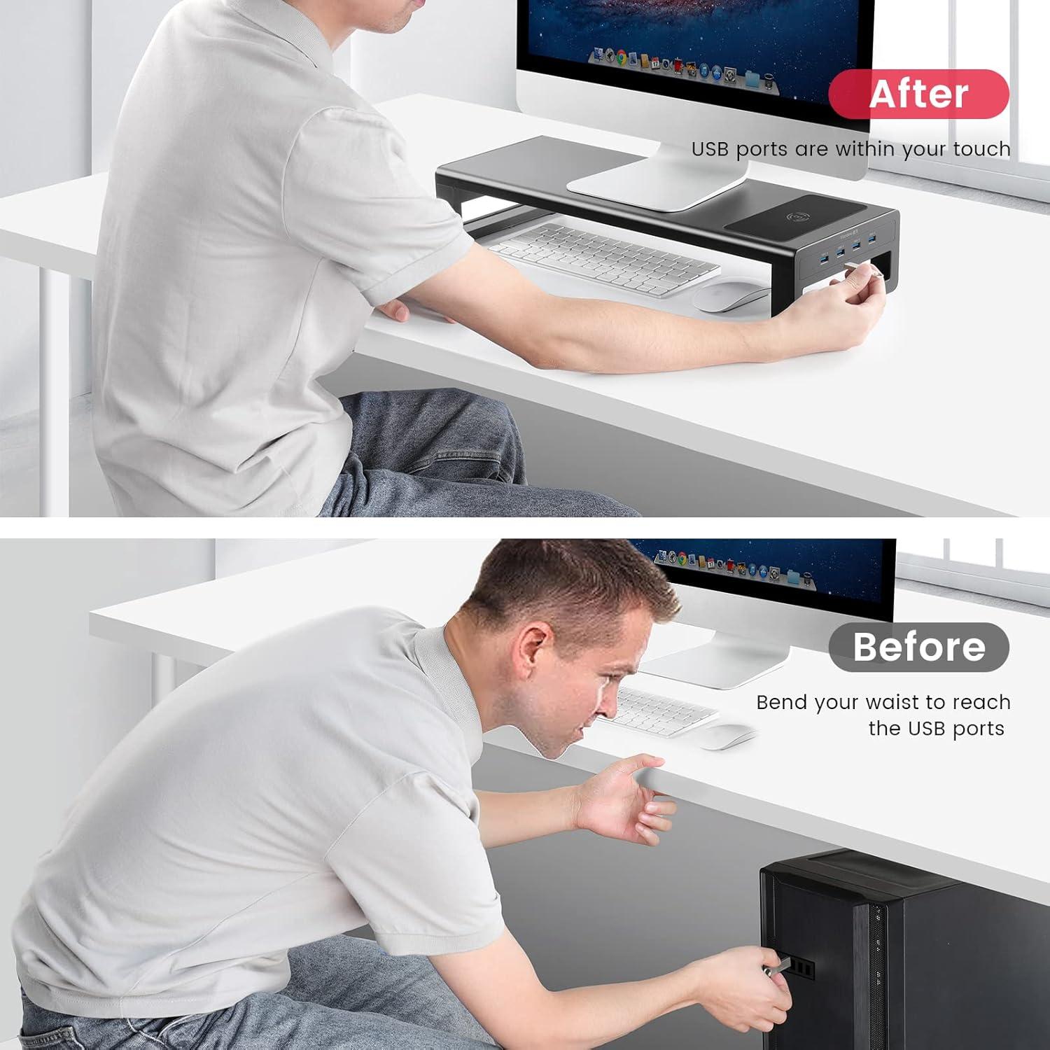 Soporte de Monitor Vaydeer con Carga Inalámbrica y USB 3.0