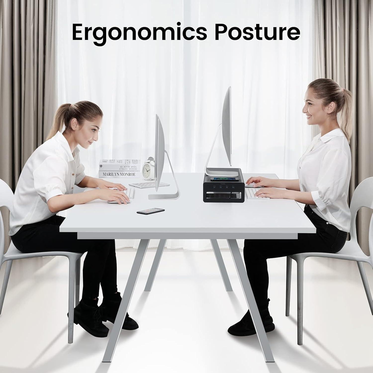 Soporte de Monitor Vaydeer con Carga Inalámbrica y USB 3.0