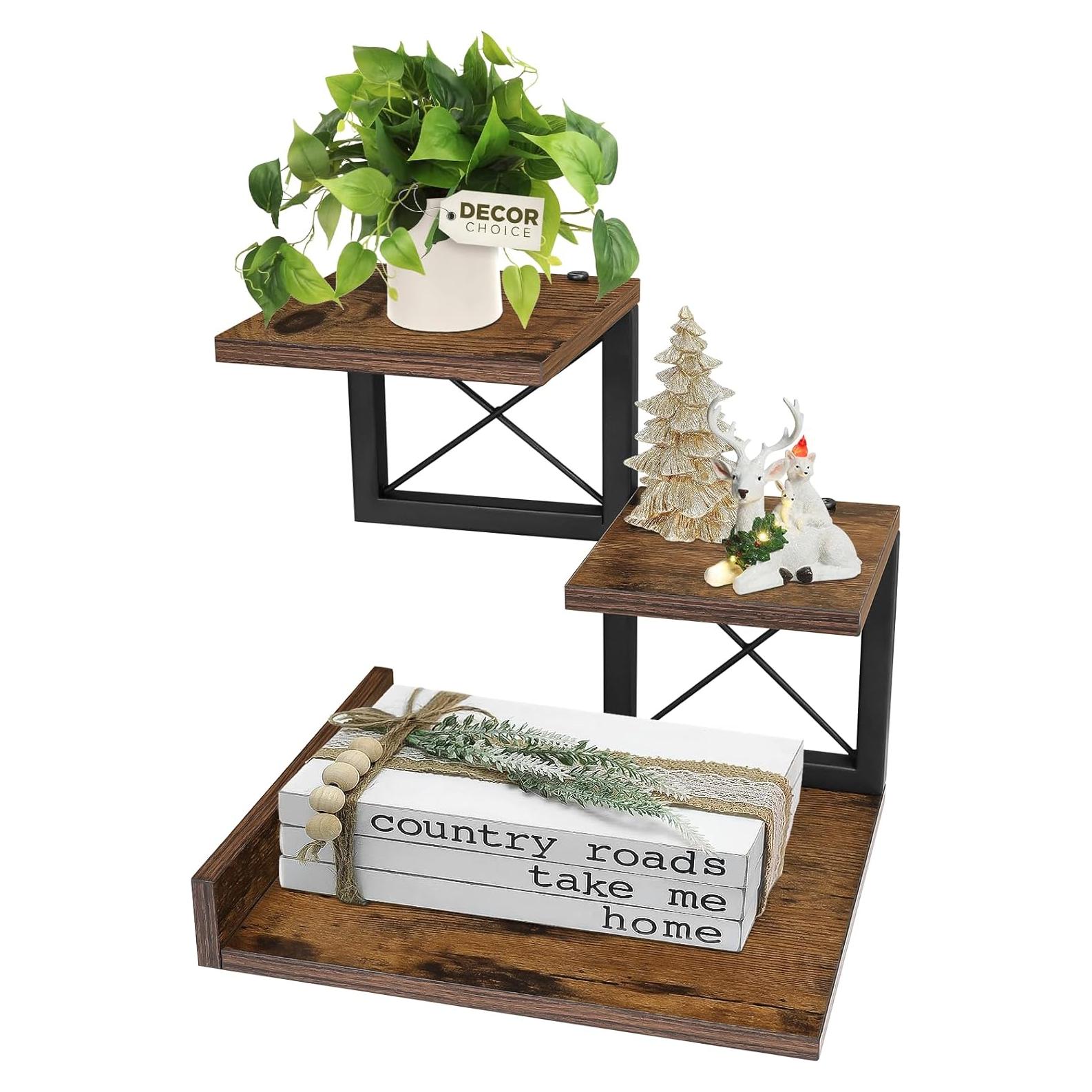 Estante de Escritorio ELITEROO 3 Niveles Madera y Metal Marrón