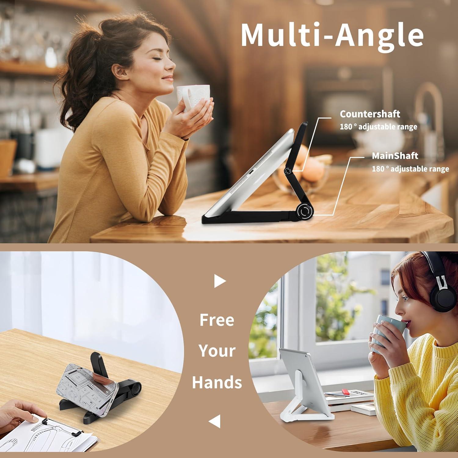 Soporte Plegable para Monitor y Tabletas Negro - Ajustable, Ligero, Compatible con Dispositivos de 7 a 10.2 Pulgadas