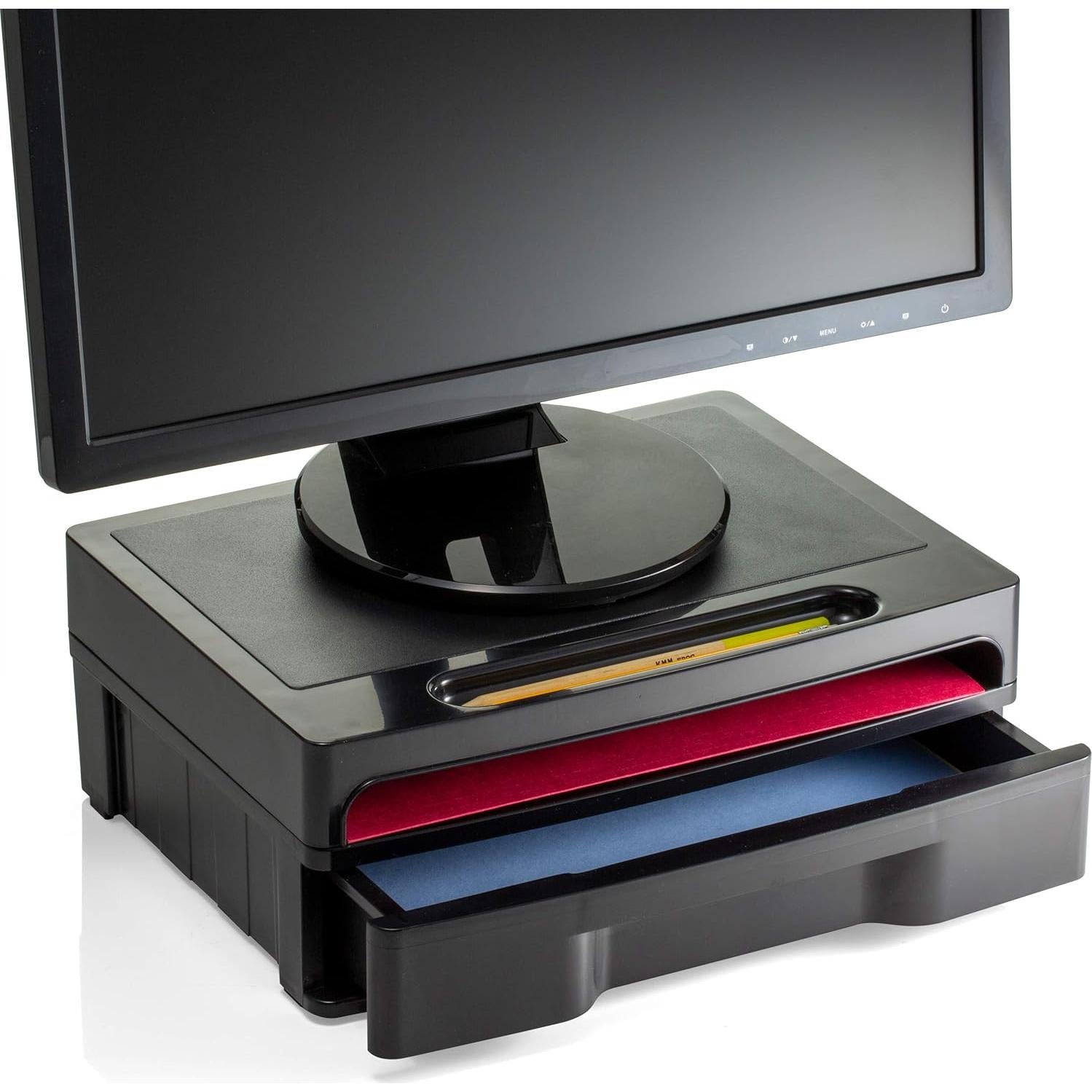 Soporte de Monitor Officemate 22502 con Cajón Negro 33.34x25.08cm