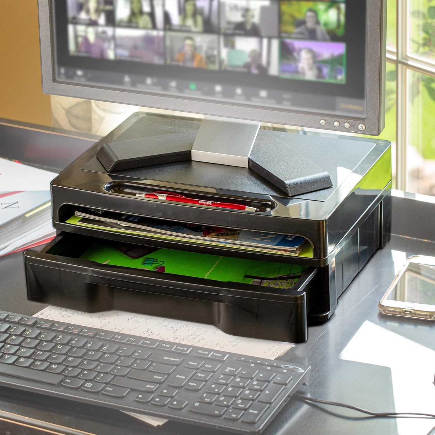 Soporte de Monitor Officemate 22502 con Cajón Negro 33.34x25.08cm