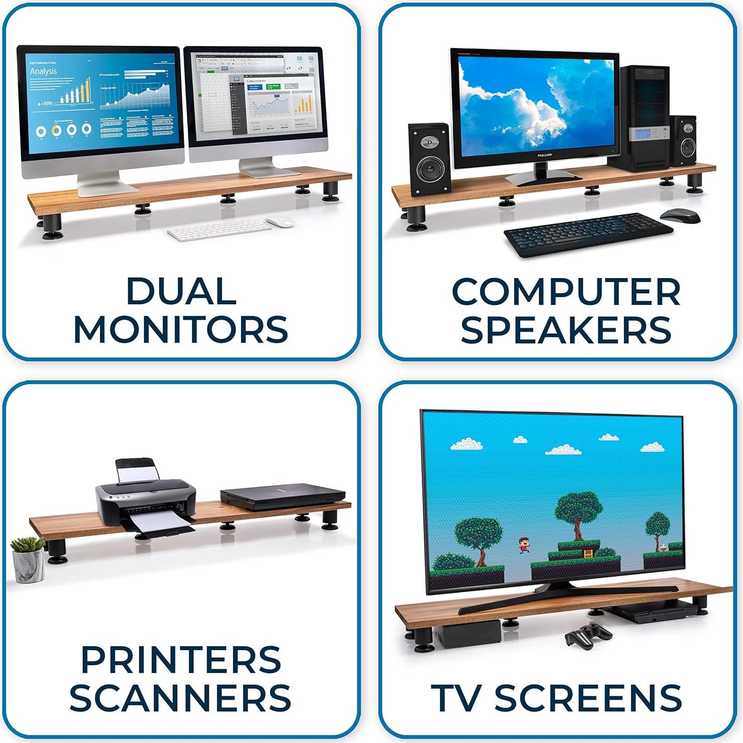 Soporte Elevador Doble para Monitores Nordik de Acacia 106.83x26.69cm