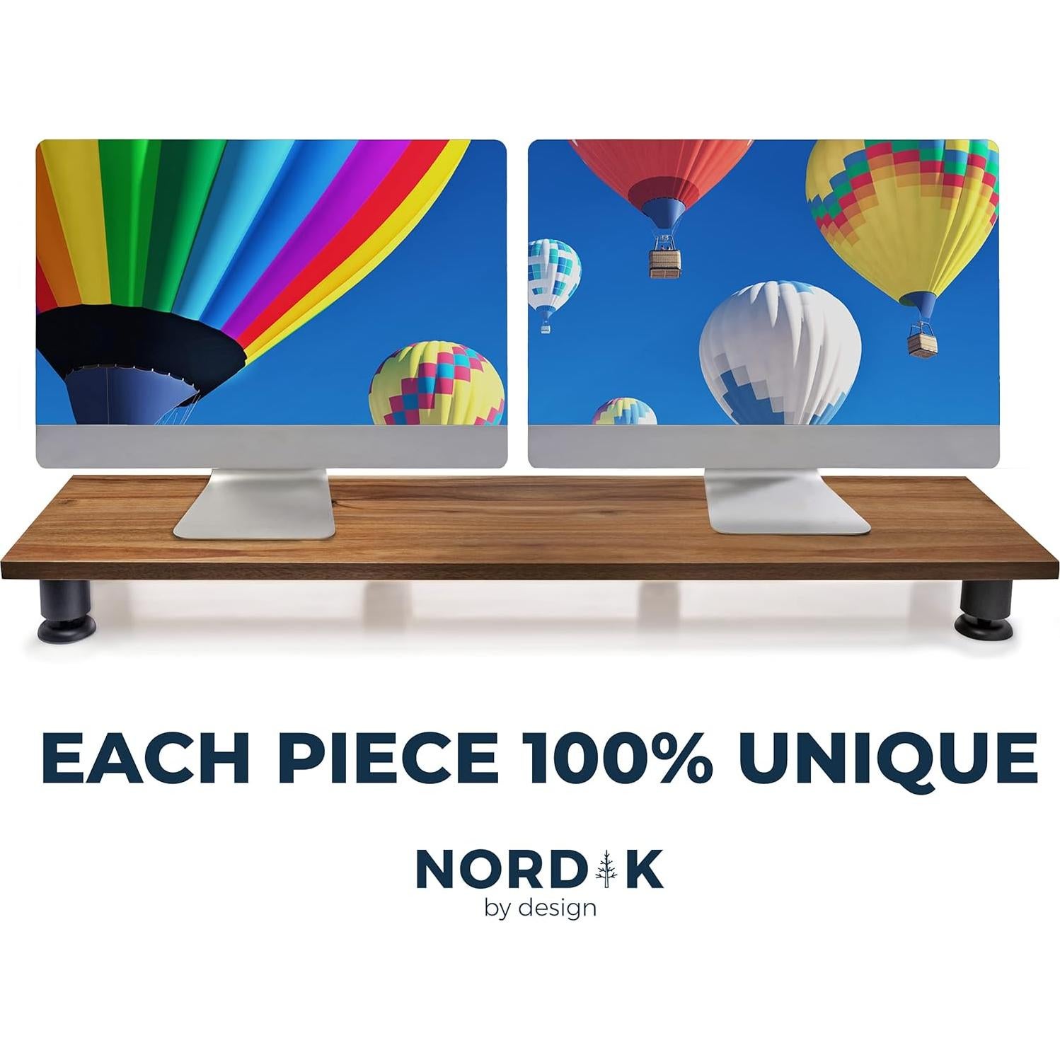 Soporte Elevador Doble para Monitores Nordik de Acacia 106.83x26.69cm
