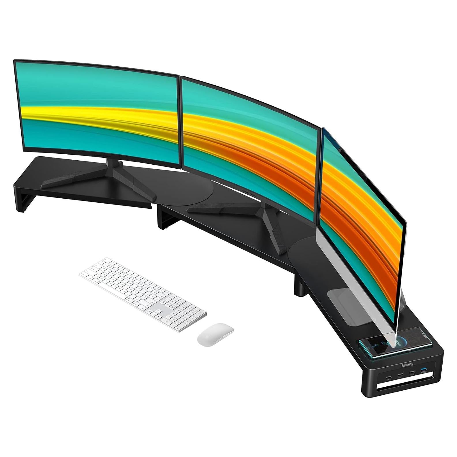 Soporte para Monitor EAXBUX con Carga Inalámbrica y 4 USB