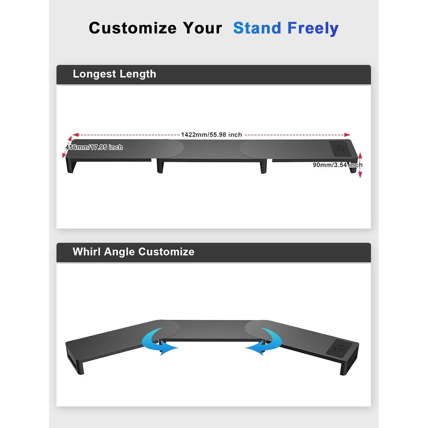 Soporte para Monitor EAXBUX con Carga Inalámbrica y 4 USB