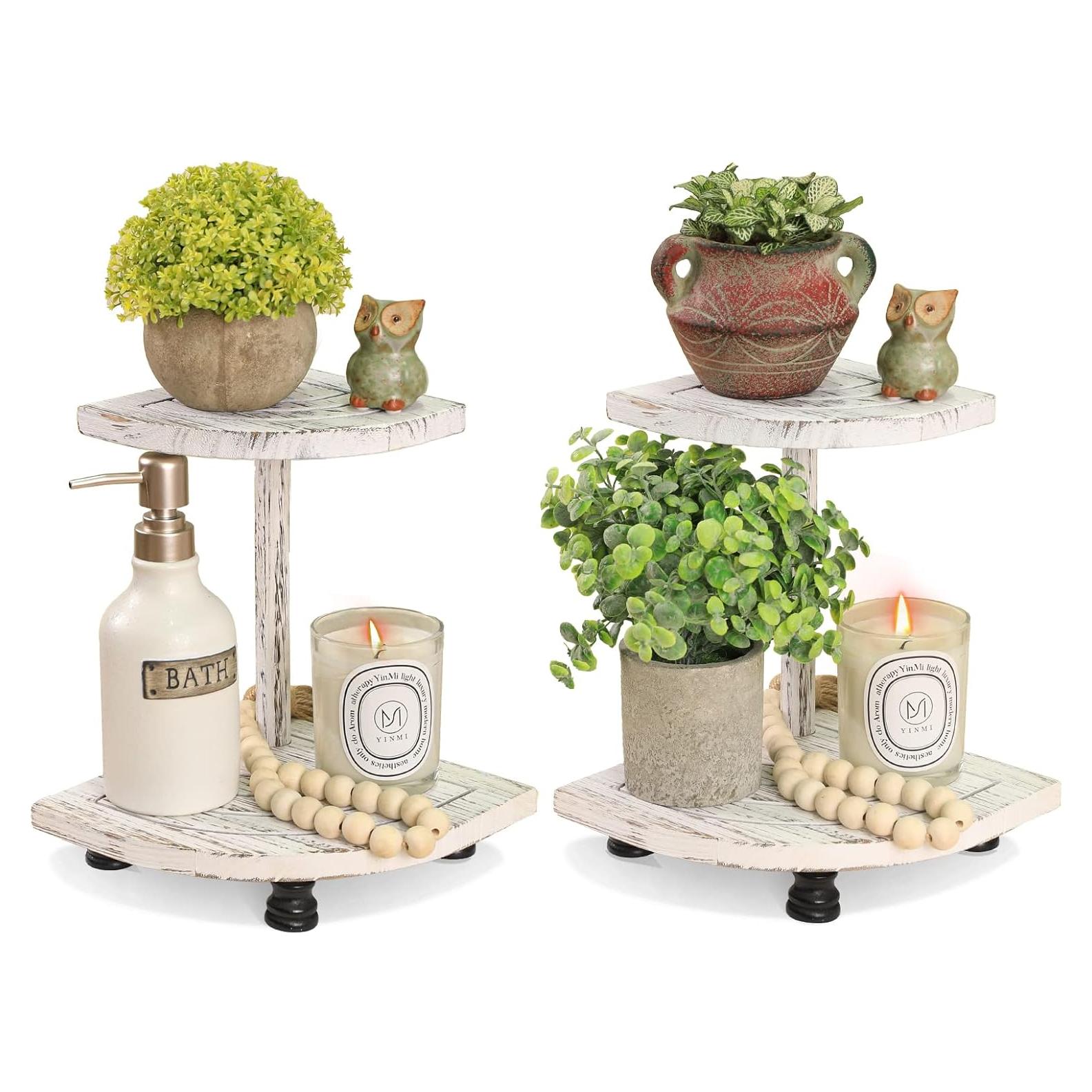 Soportes de Madera Tikea Estilo Granja - Paquete de 2 Blancos