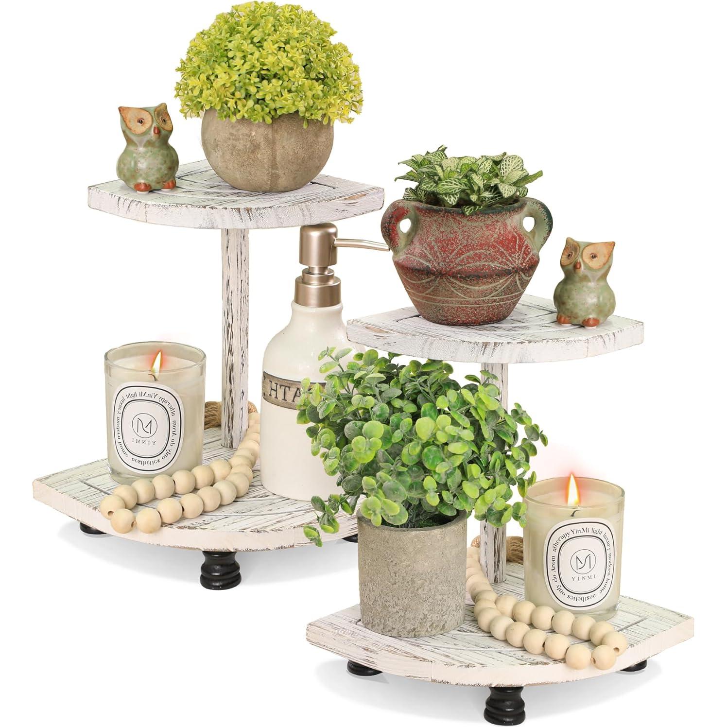 Soportes de Madera Tikea Estilo Granja - Paquete de 2 Blancos