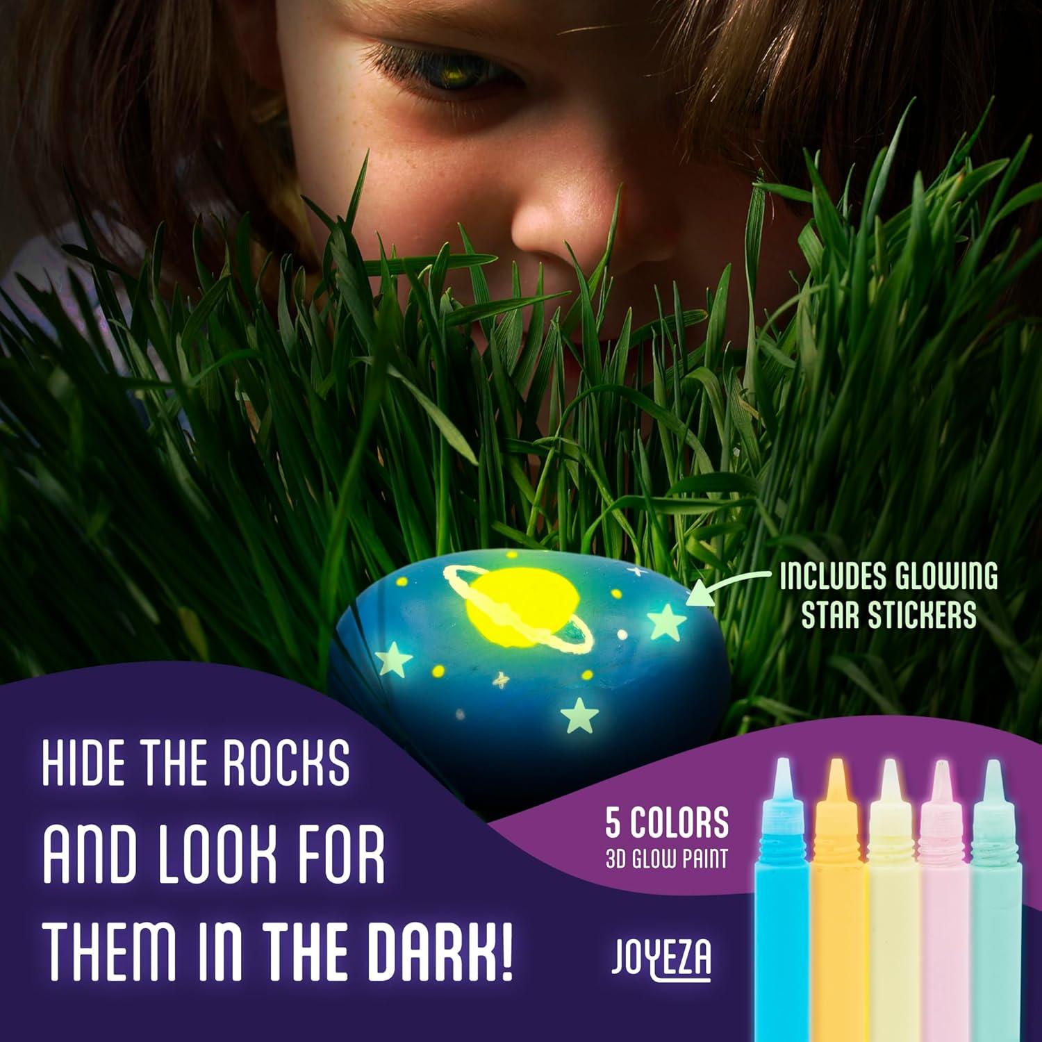Kit de Pintura de Rocas JOYEZA Brillan en la Oscuridad 12 Piezas