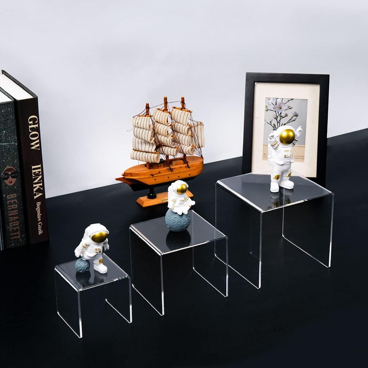 Soportes de Exhibición Acrílicos HIIMIEI 2 Juegos 3 Niveles 15x10x12 cm