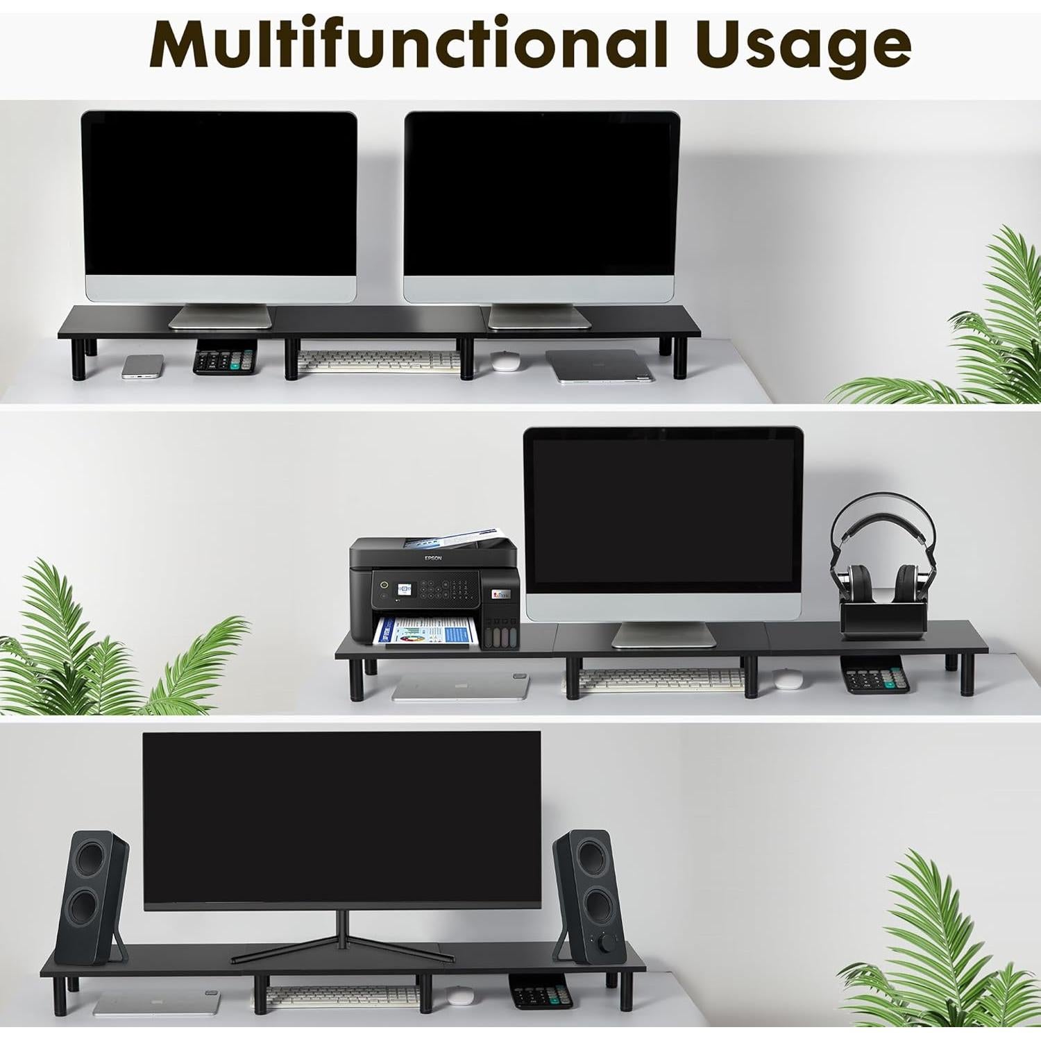 Soporte para Monitores Duales La Jaco 120 cm Negro Ergonómico