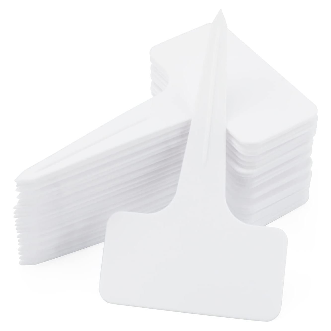 KINGLAKE 100 Pcs Thick Plastic Plant T-Type Tags Nursery Garden Labels Re-Usable Plant Tags