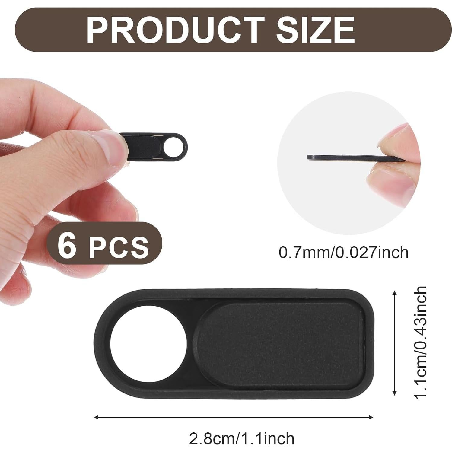 Cubierta deslizante para cámara Bewudy - 6 Piezas, ABS Negro