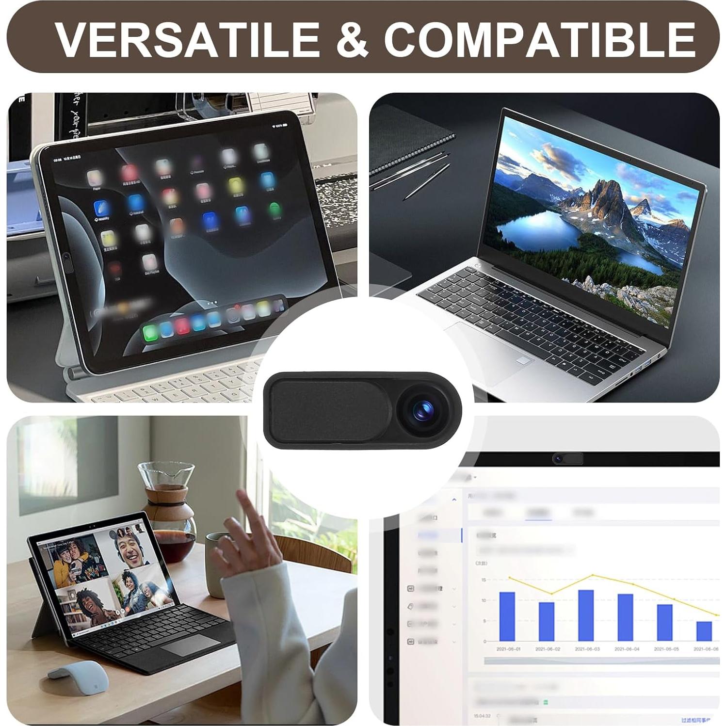 Cubierta deslizante para cámara Bewudy - 6 Piezas, ABS Negro