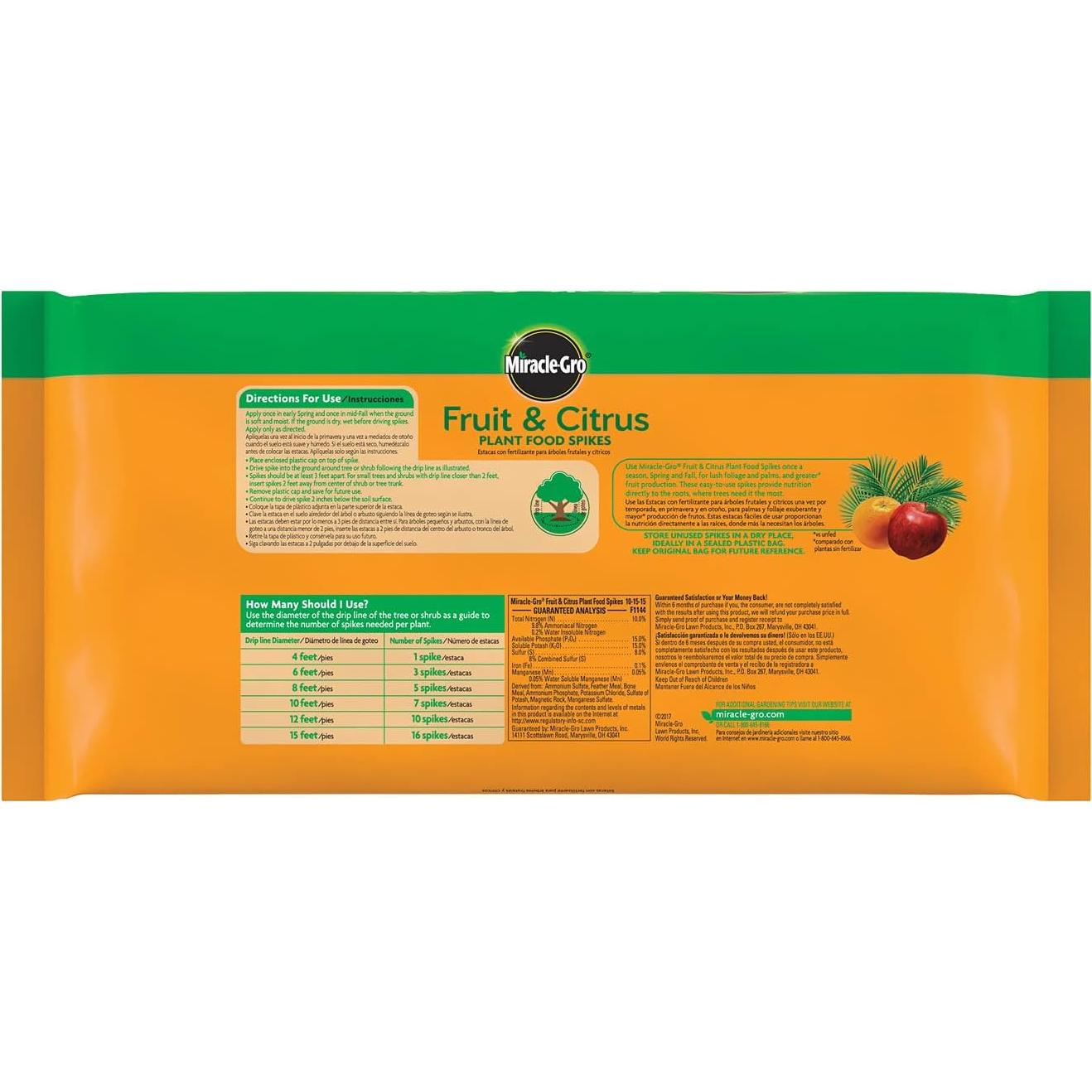 Picos de Alimento para Plantas Miracle-Gro Frutas y Cítricos 2 Paquete