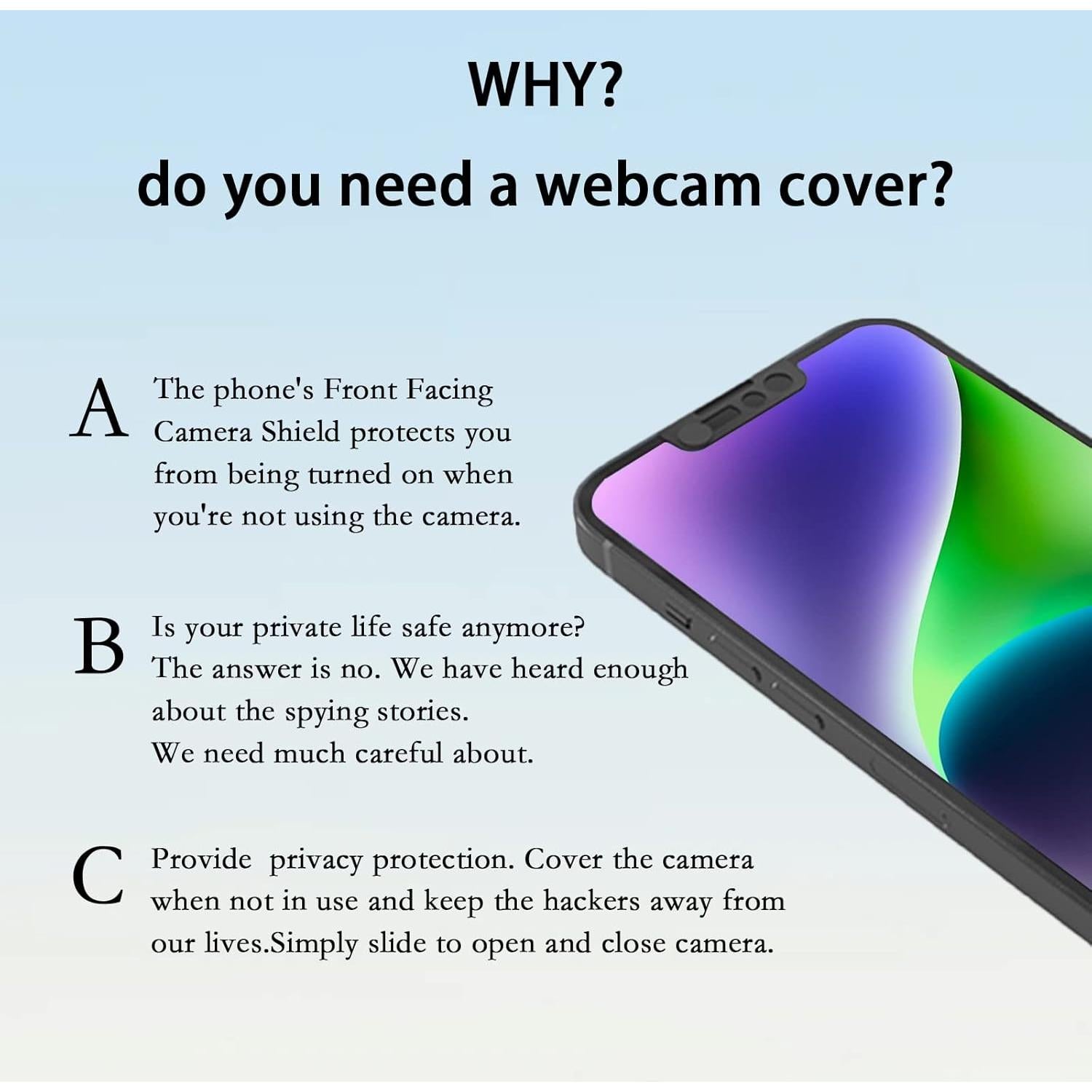 Phone Camera Cover - Compatible with Phone 14/14 Plus/13/13 Mini/13 Pro/13 Pro Max - Protect Privacy, Not Affect Facial Recognition-Black