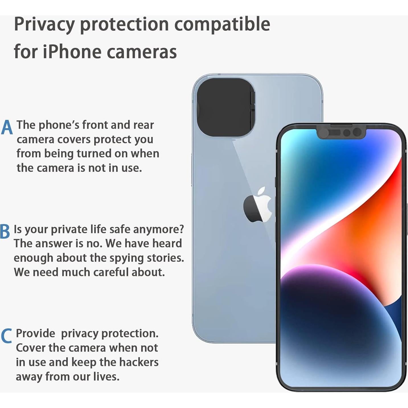 Cubierta de Privacidad para Cámara Frontal iPhone 14/14 Plus - 2 Pack