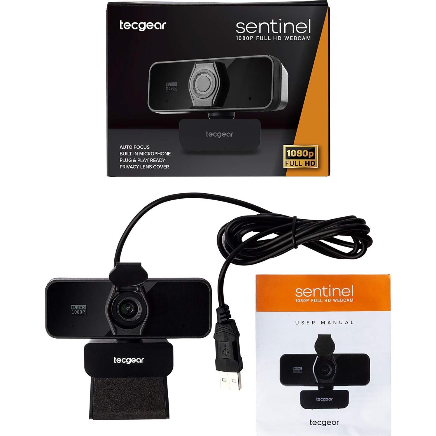 Cámara Web USB 1080P Full HD Tecgear con Cubierta de Privacidad