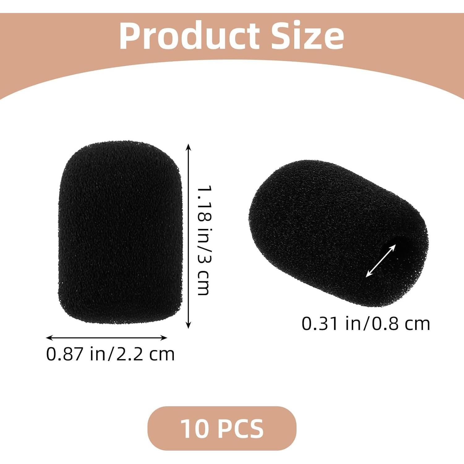 Paquete de 10 Fundas de Micrófono de Espuma Negra - Reducción de Ruido