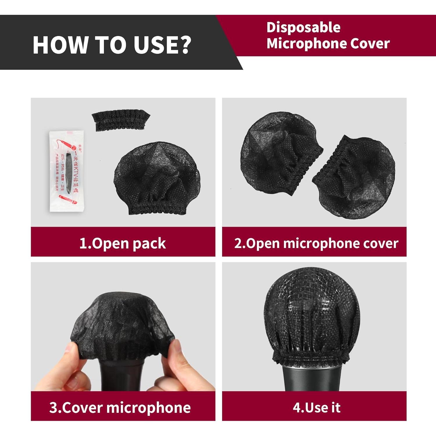 600 Fundas Desechables para Micrófono KEJJNYER - Paraviento Negro