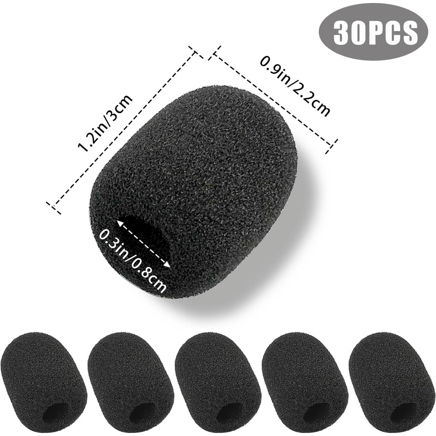 30 Fundas de Espuma para Micrófono Mini Tamaño Negro