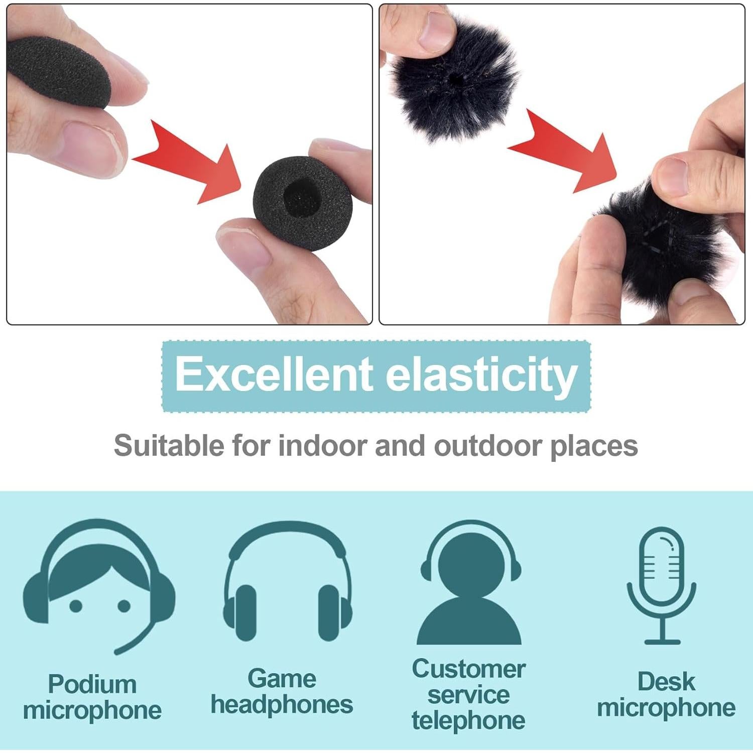 Cubiertas para Micrófono PAGOW 4 Pcs Espuma y Peluda