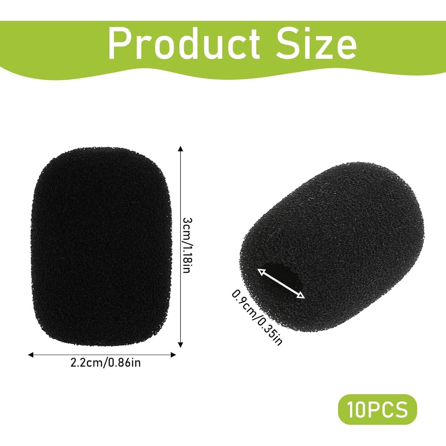 Paquete de 10 Fundas de Micrófono de Espuma Mini Negra