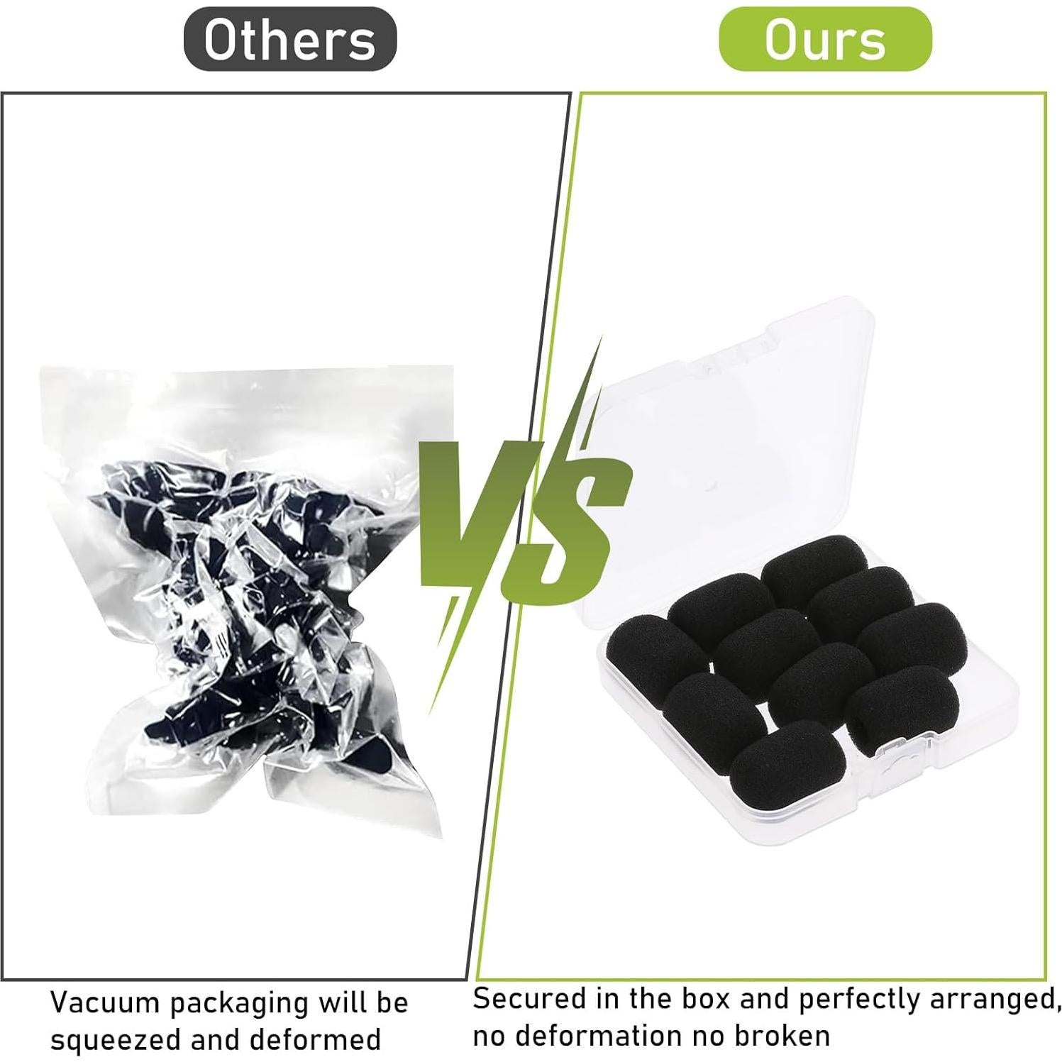 Paquete de 10 Fundas de Micrófono de Espuma Mini Negra