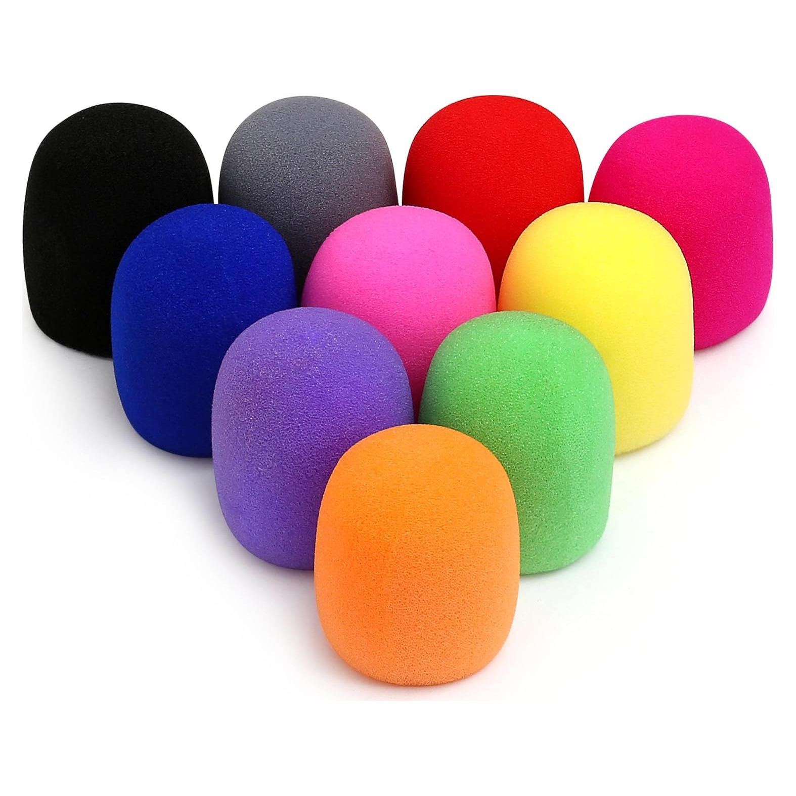 10 Fundas de Espuma para Micrófono Reutilizables Multicolor