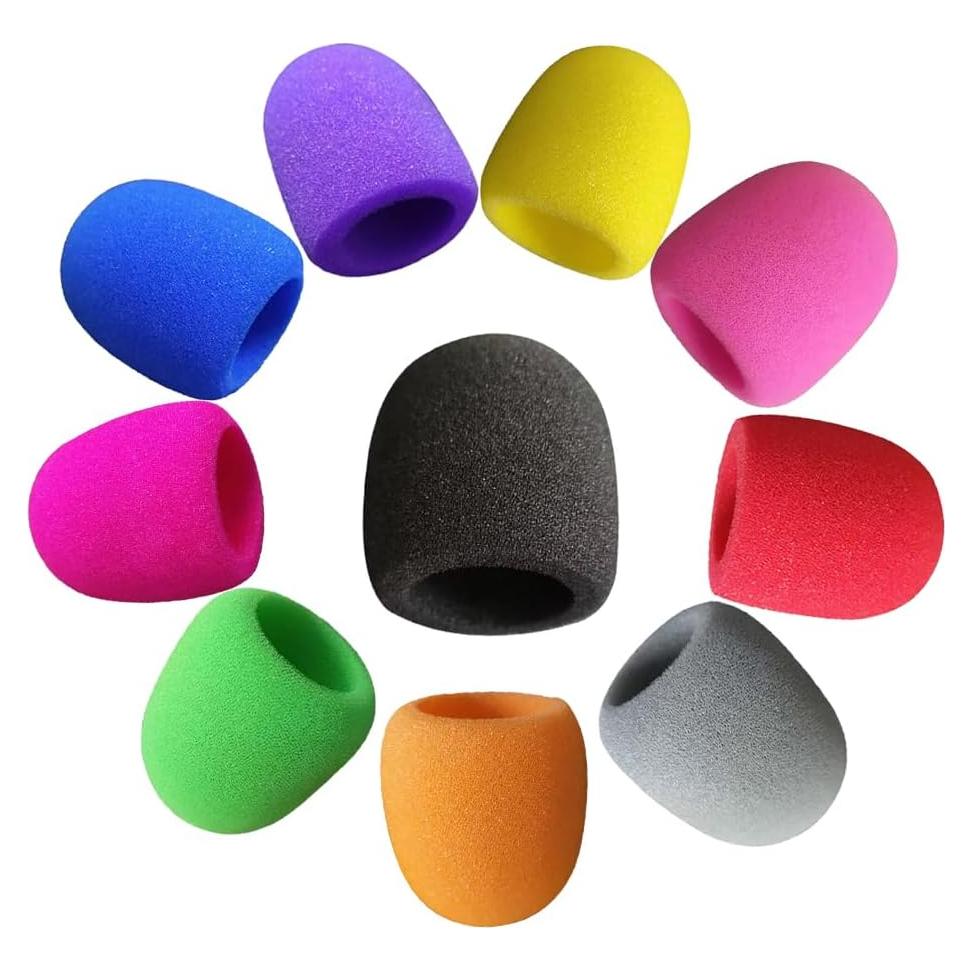 Paquete de 10 cubiertas de micrófono de espuma multicolor