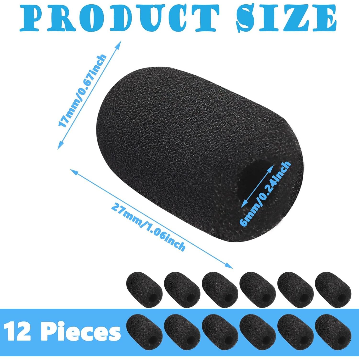 12 Fundas de Micrófono de Espuma para Auriculares - Reducción de Ruido