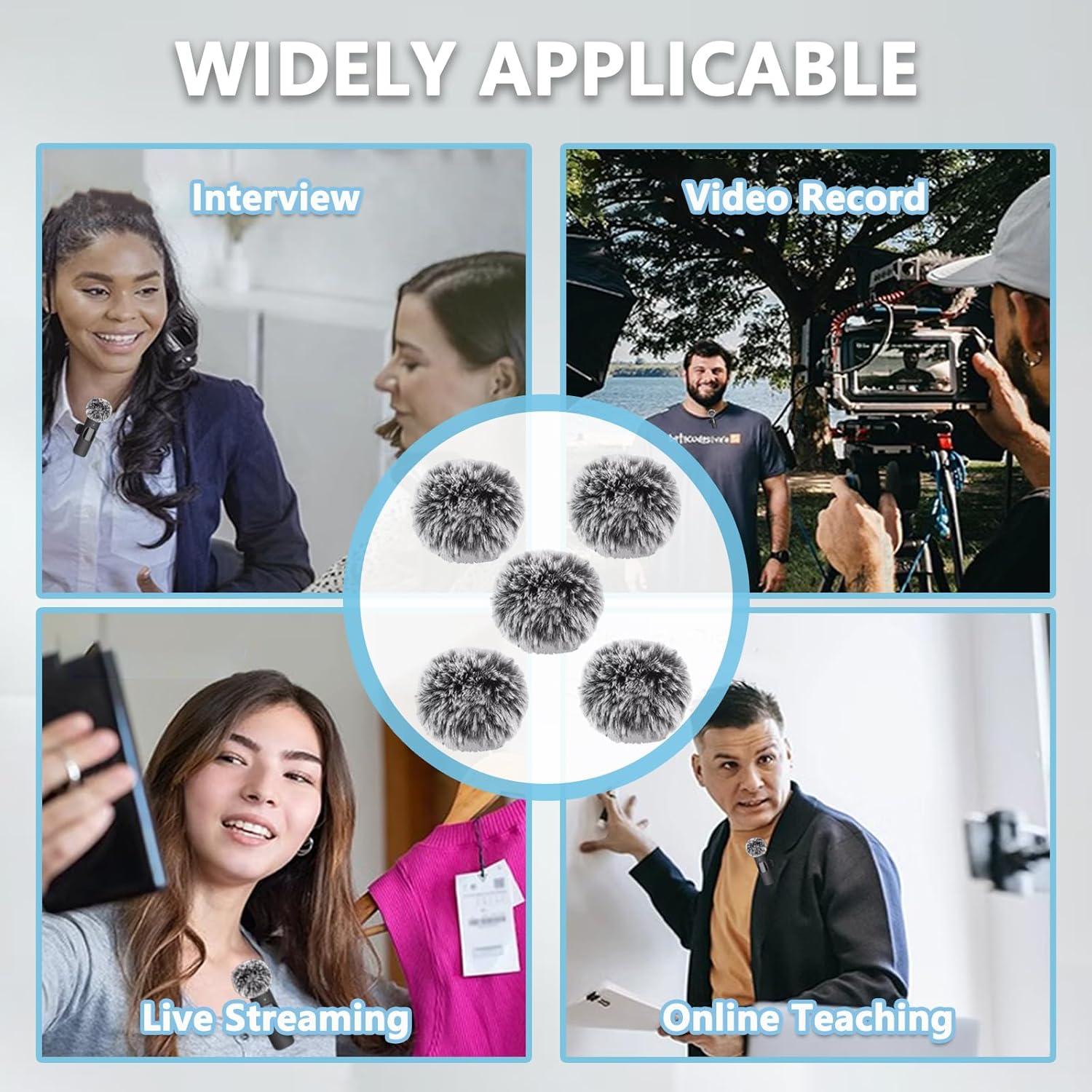 Cubiertas de Viento Peludas Inalámbricas para Micrófono Lavalier - 5 Piezas