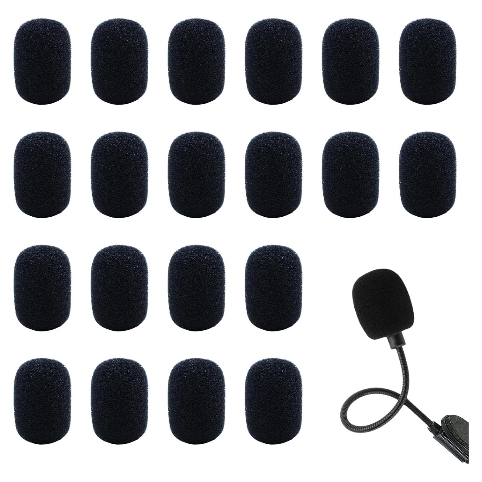 Juego de 20 Filtros de Espuma para Micrófono Negro