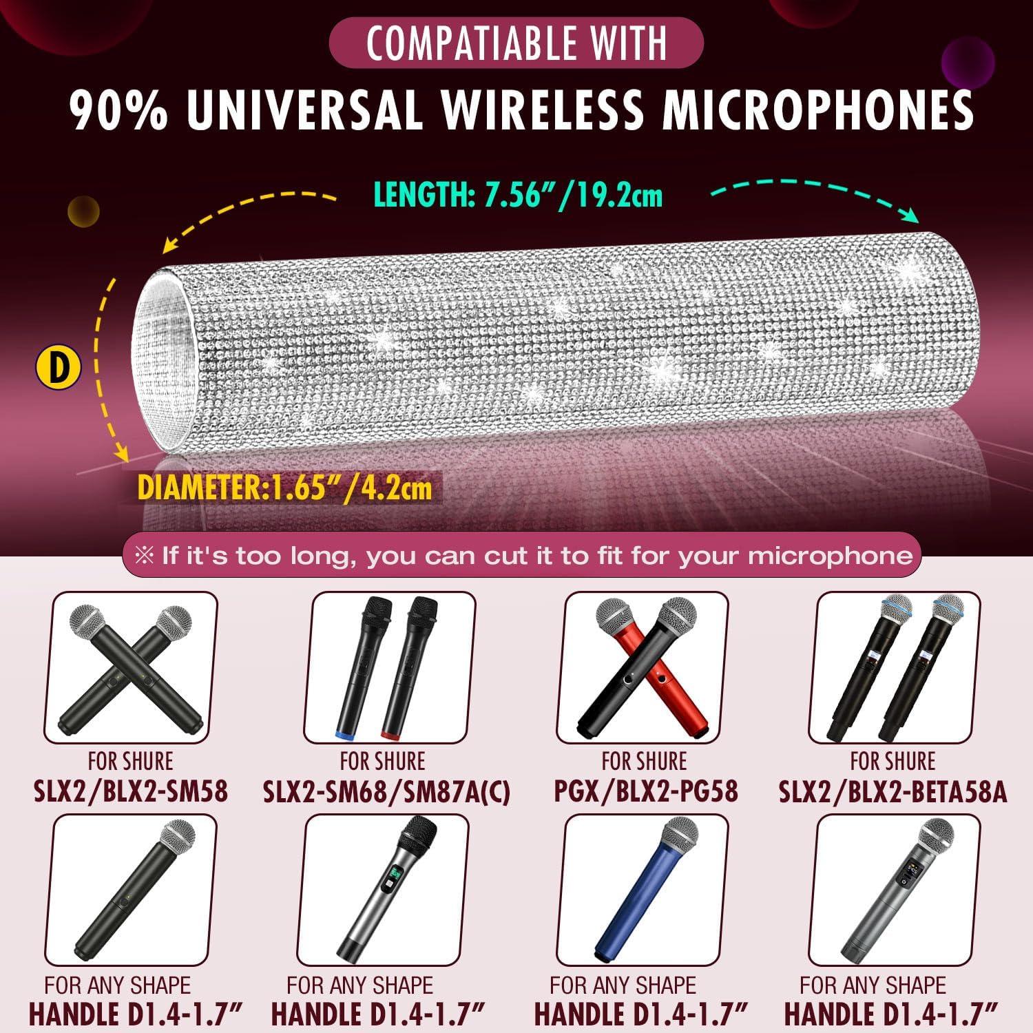 Funda de Mango de Micrófono Facmogu con Rhinestones 19cm