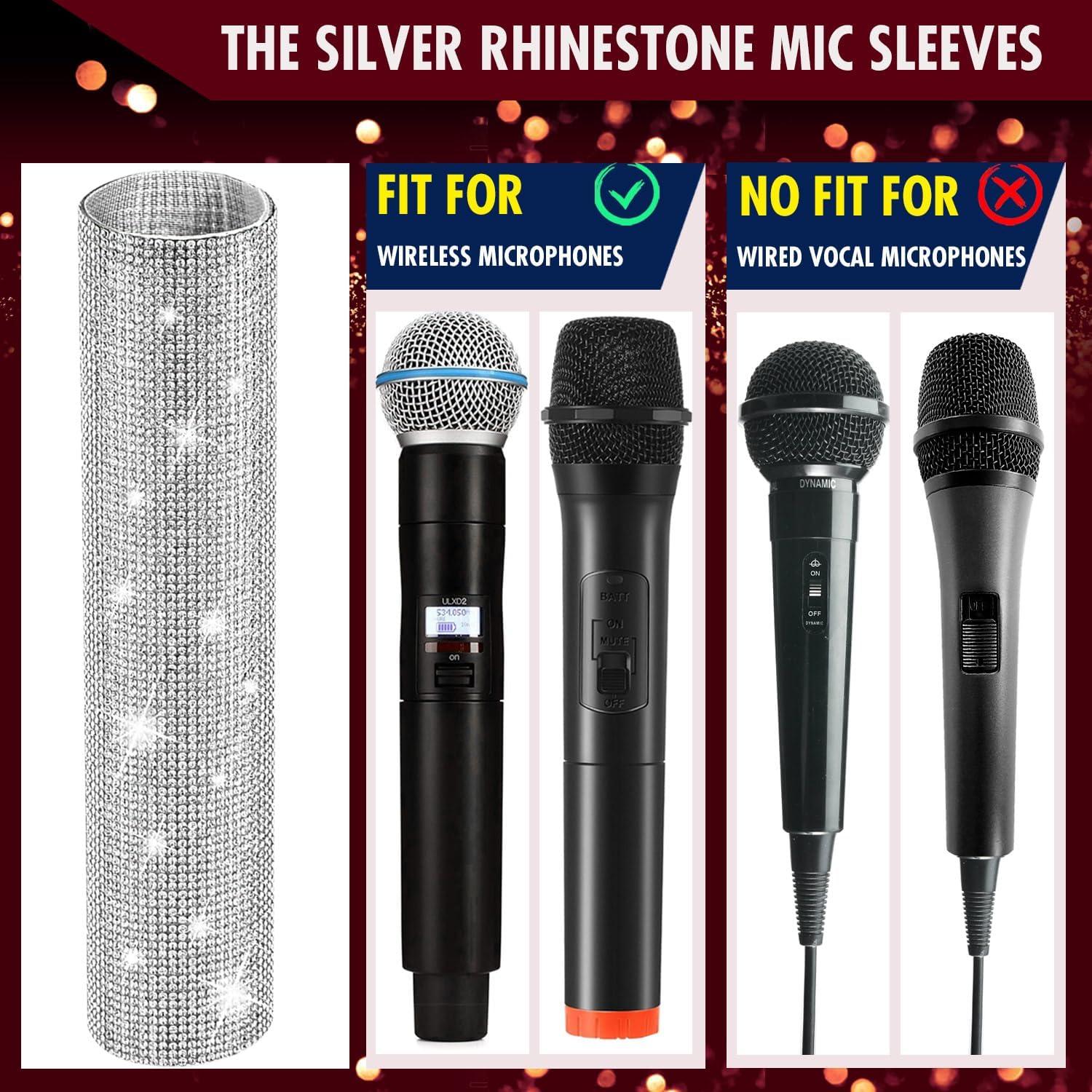 Funda de Mango de Micrófono Facmogu con Rhinestones 19cm