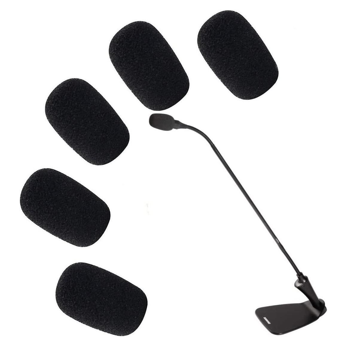 Replacement Microphone Sponge Wind Shield Windscreen Foam Cover for Microphone Windscreen for Shure CVG18-B/C Gooseneck Condenser Microphone, Black, 5 Pack