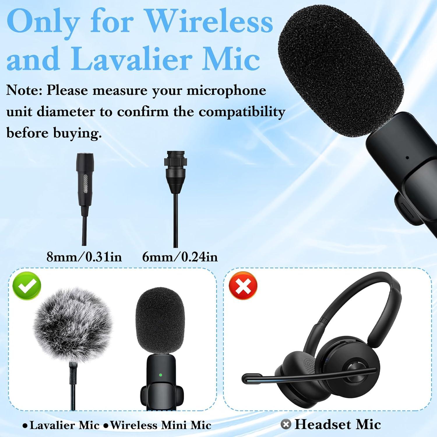 Conjunto 15 Fundas de Espuma para Micrófono Lavalier Inalámbrico