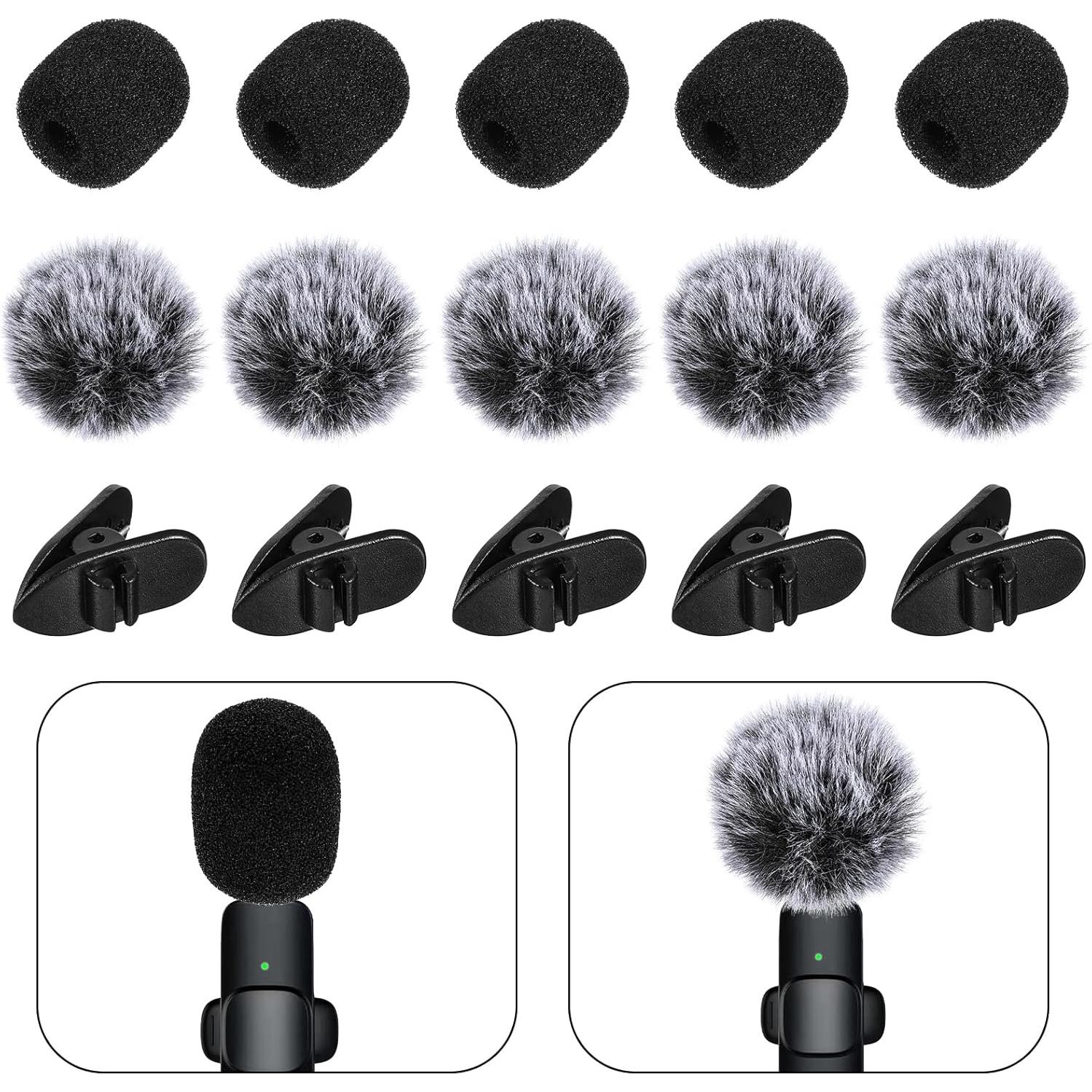 Conjunto 15 Fundas de Espuma para Micrófono Lavalier Inalámbrico
