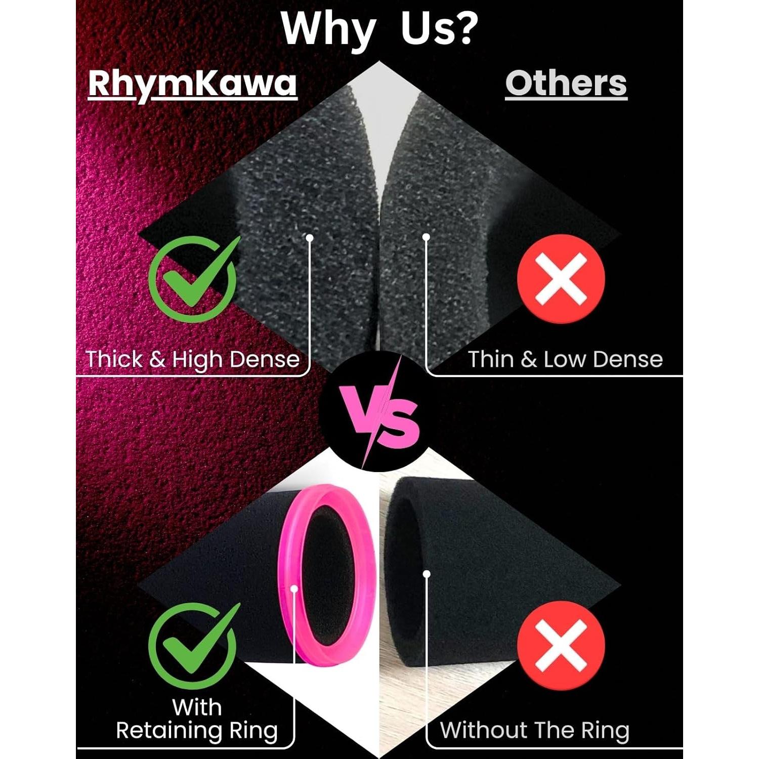 SM7b Foam Cover for Shuer SM7B, MV7 POP Filter RK345 Replacement, Windscreen with Colored Retaining O-Ring Identified Seat (Pinkly)