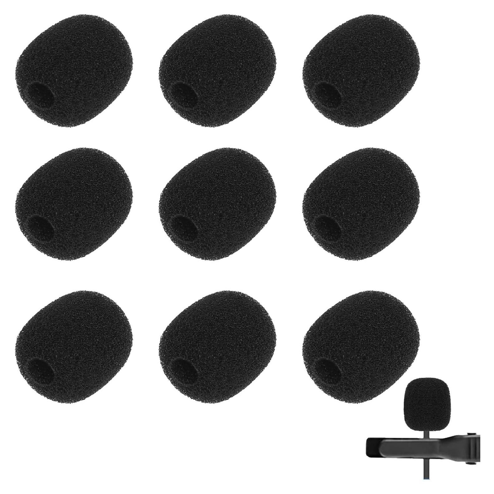 10 Cubiertas de Espuma para Micrófono Lavalier - Negro