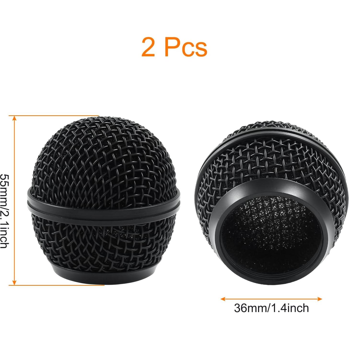 Rejilla de Micrófono Reemplazo Moicstiy 2 Pcs SM58 Negro