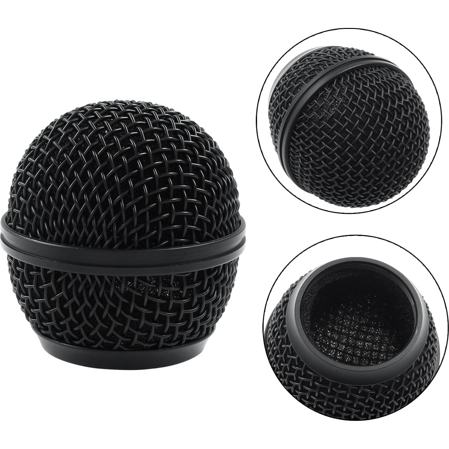 Rejilla de Micrófono Reemplazo Moicstiy 2 Pcs SM58 Negro