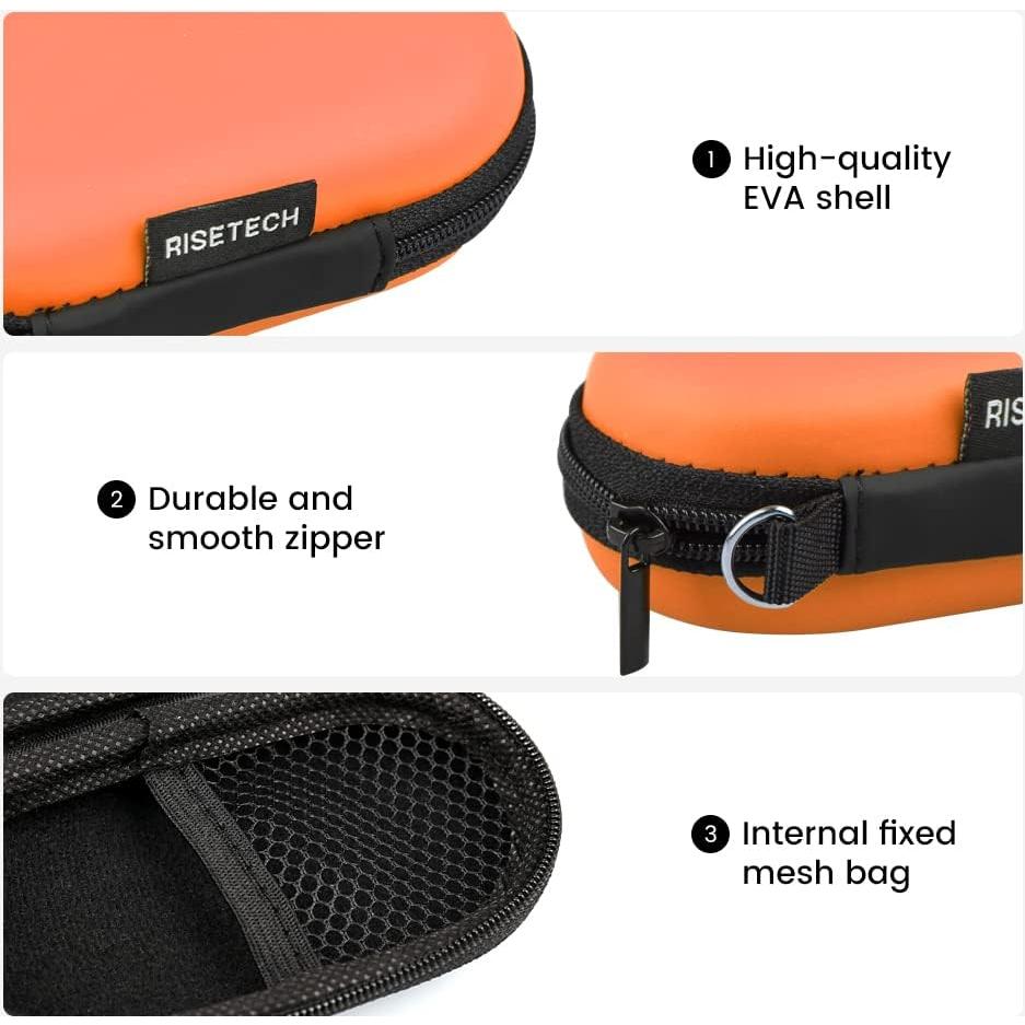 Funda de transporte RISETECH para auriculares EVA - Naranja