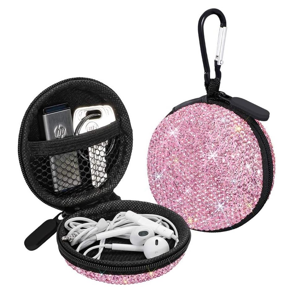 Funda para Auriculares SAVORI Rosa con Rhinestone Brillante