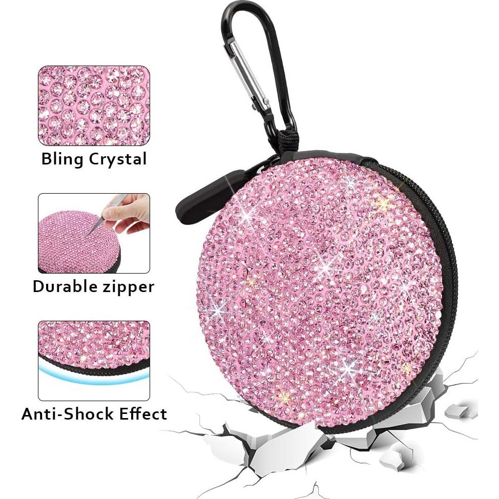 Funda para Auriculares SAVORI Rosa con Rhinestone Brillante