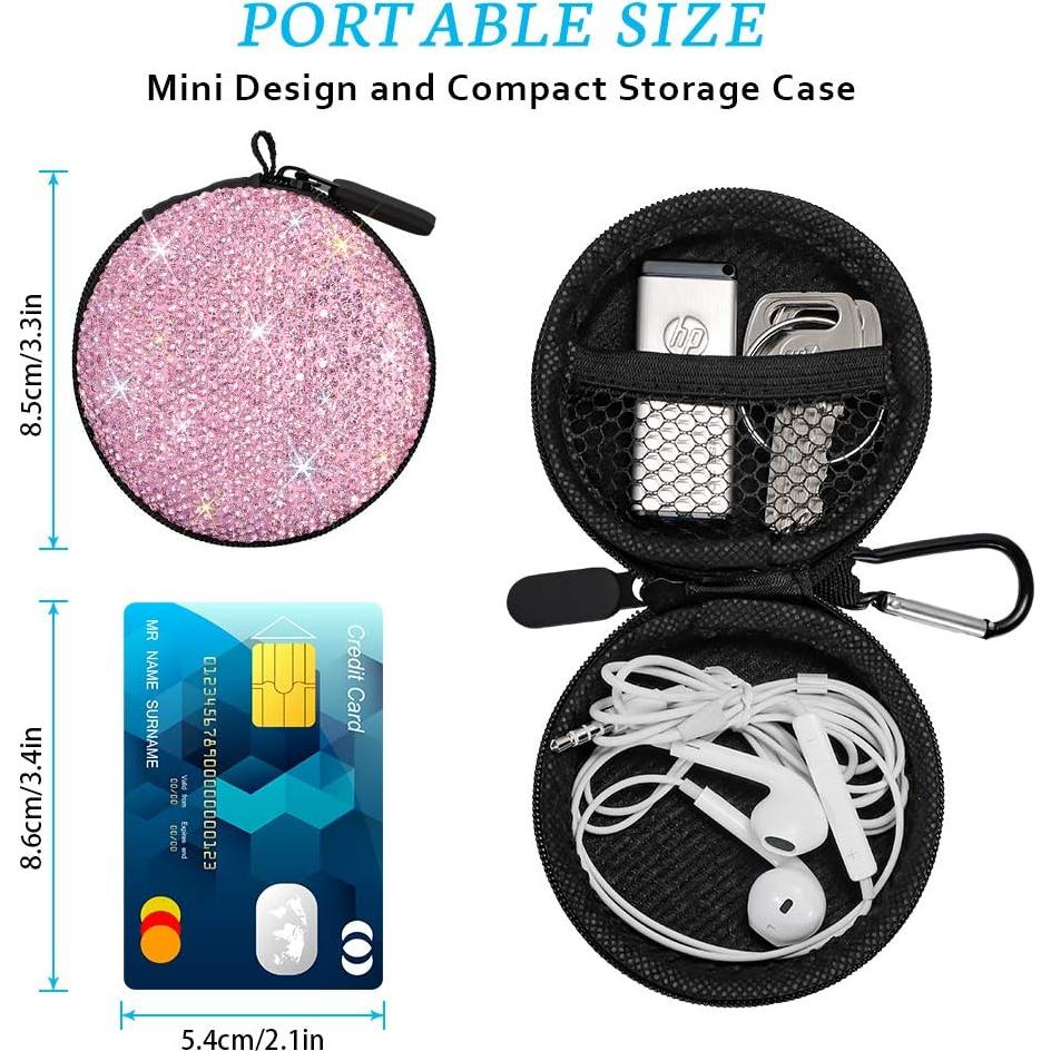 Funda para Auriculares SAVORI Rosa con Rhinestone Brillante