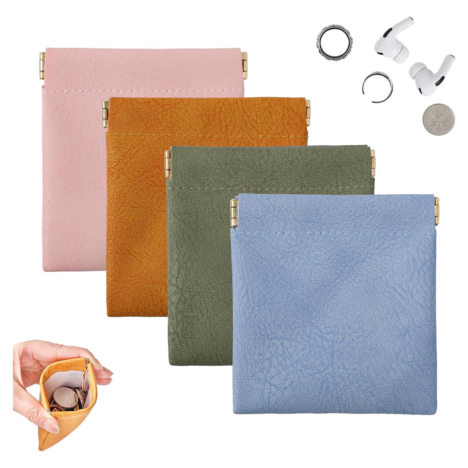 Set de 4 Bolsos Pequeños de Cuero PU para Monedas y Anillos