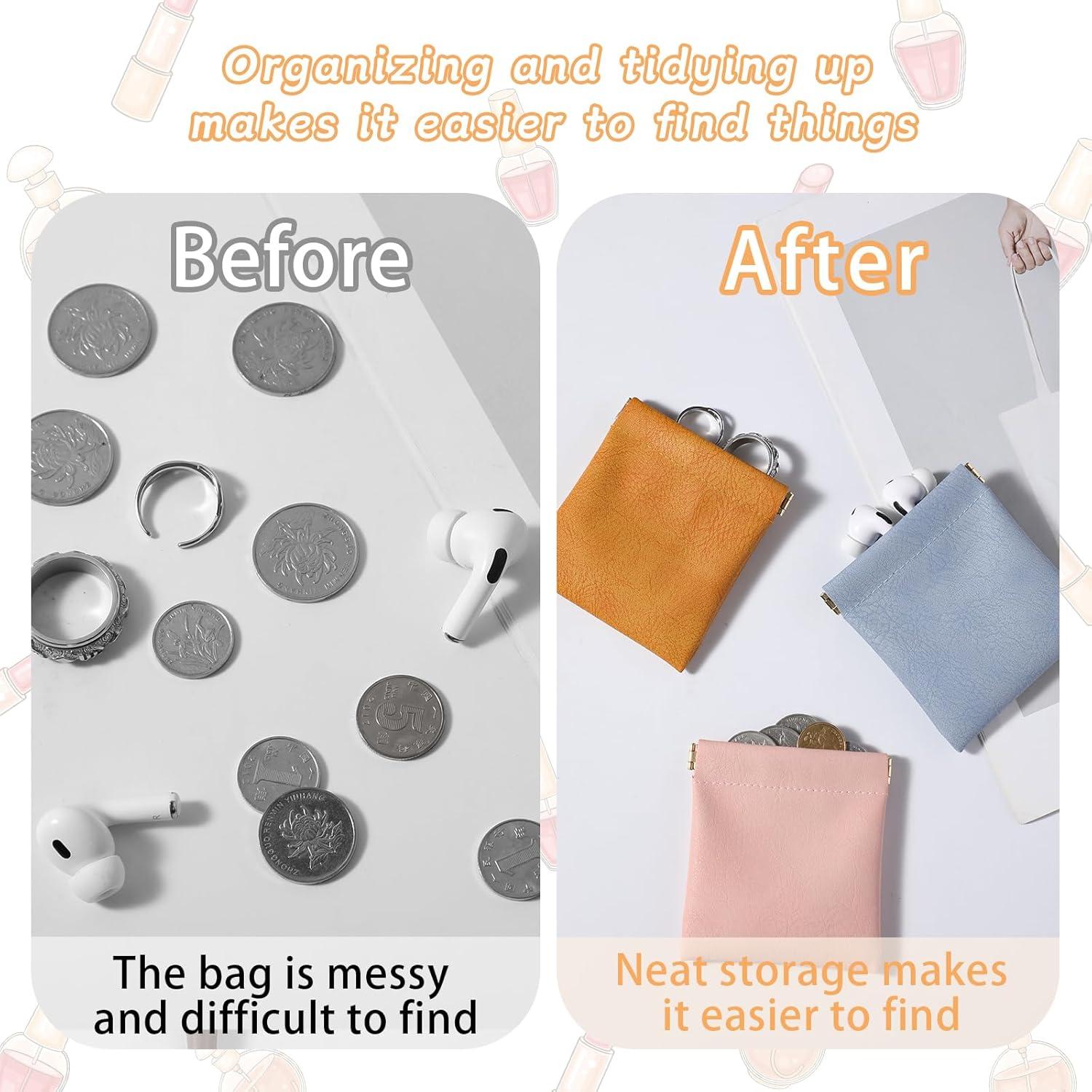 Set de 4 Bolsos Pequeños de Cuero PU para Monedas y Anillos