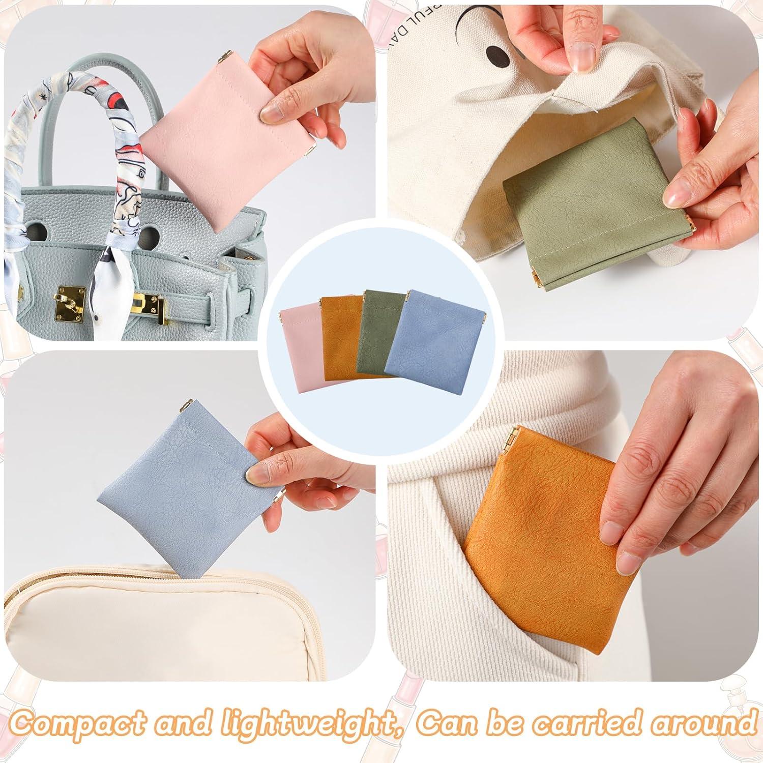 Set de 4 Bolsos Pequeños de Cuero PU para Monedas y Anillos