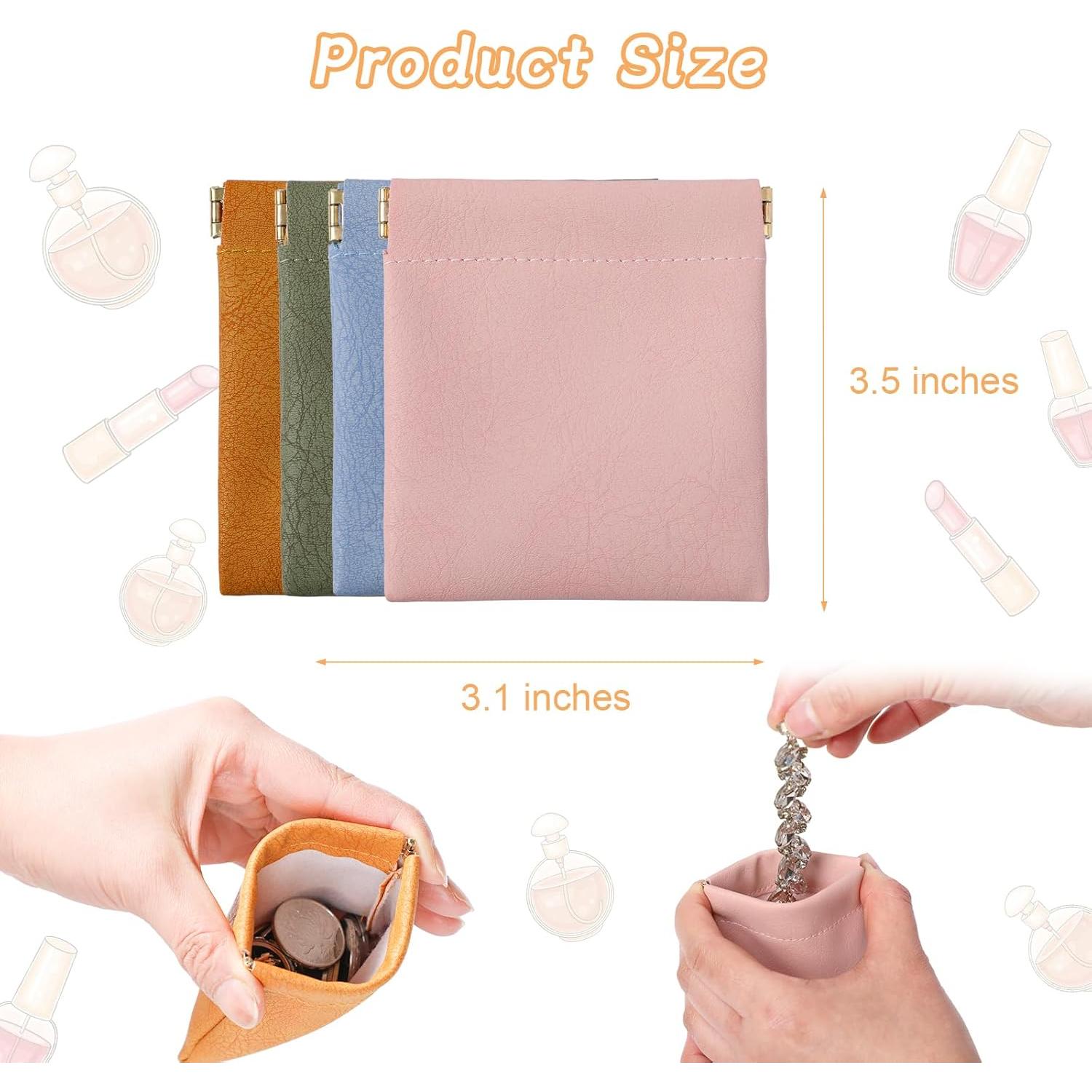 Set de 4 Bolsos Pequeños de Cuero PU para Monedas y Anillos